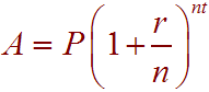 A = P(1+r/n)^(nt)