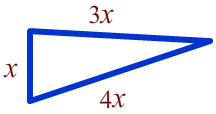 triangle with sides labeled x, 3x, and 4x
