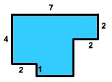 shape with top 7, left 4 and 1, right 2 and ?, bottom2, ?, and 2
