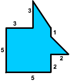 5x5 square with 3x2 triangle and 2x2 triangle attached