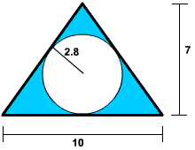 radius 2.8 circle inside a 7x10 triangle