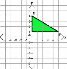 triangle with vertices A:(0,1) B:(5,1) C:(0,4)